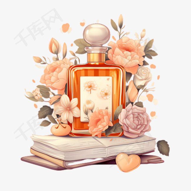 香水鲜花元素立体免抠图案