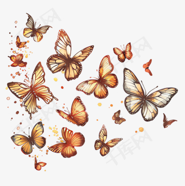 蝴蝶昆虫元素立体免抠图案