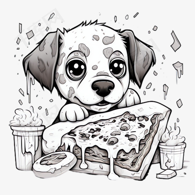 小狗披萨元素立体免抠图案