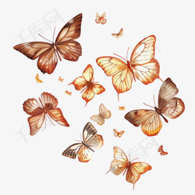 蝴蝶昆虫元素立体免抠图案