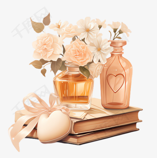 香水鲜花元素立体免抠图案