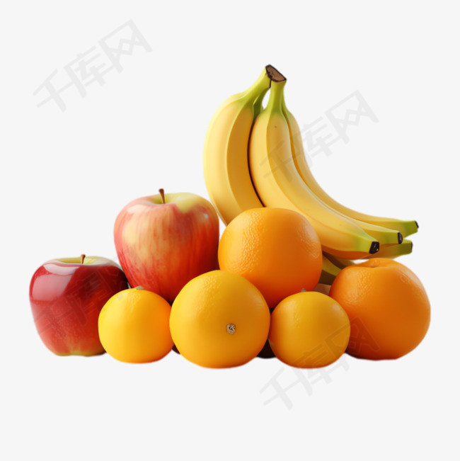 香蕉橙子元素立体免抠图案