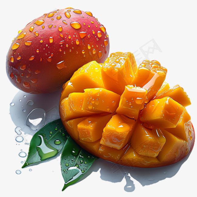 芒果桃子元素立体免抠图案