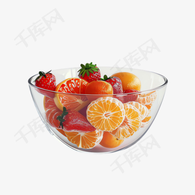 草莓橙子元素立体免抠图案