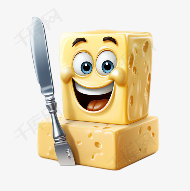 奶酪小刀元素立体免抠图案