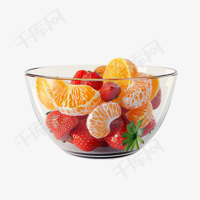 草莓橙子元素立体免抠图案