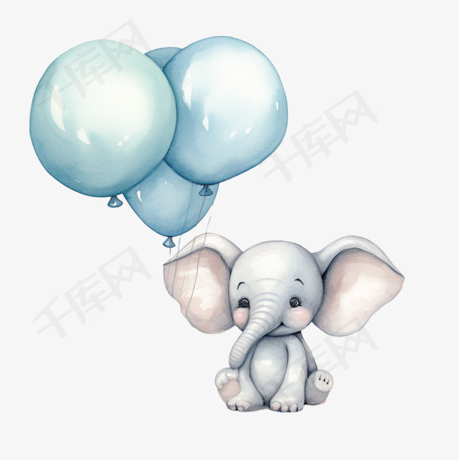 大象气球元素立体免抠图案