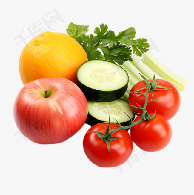 西红柿黄瓜元素立体免抠图案