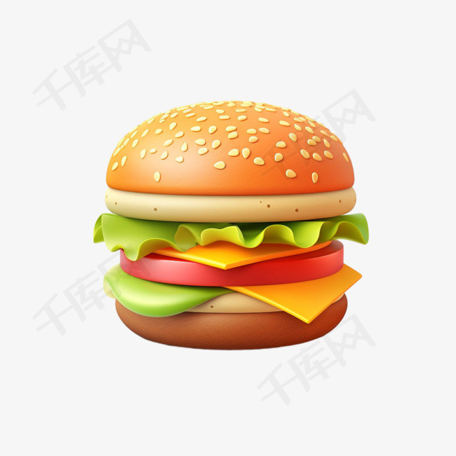 汉堡快餐元素立体免抠图案