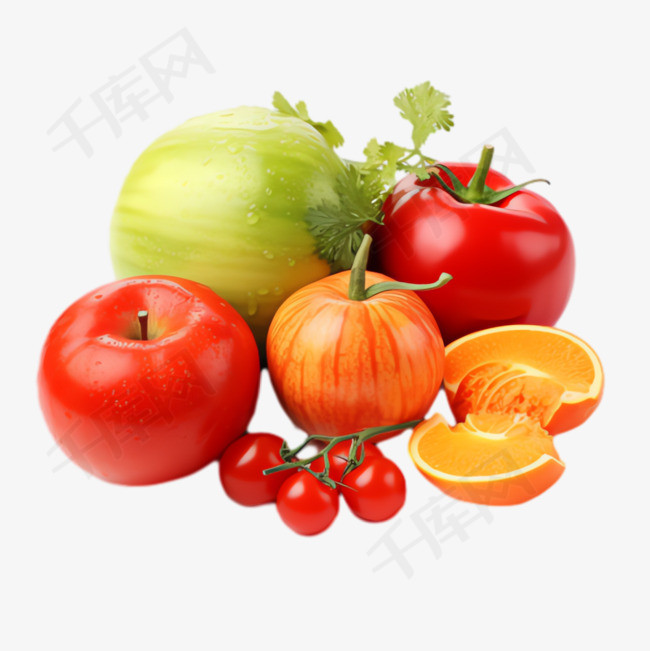 西红柿黄瓜元素立体免抠图案