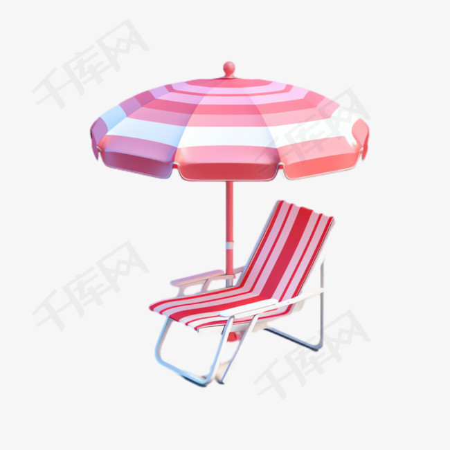 遮阳伞靠椅元素立体免抠图案