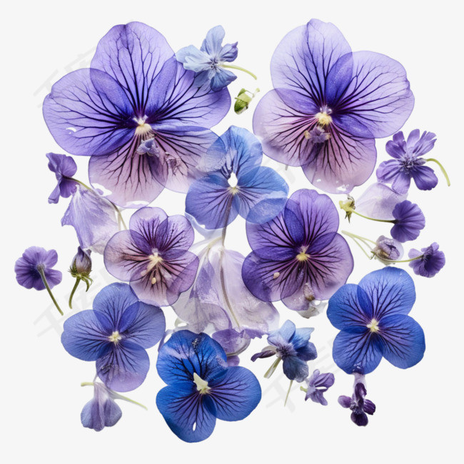 紫色花朵元素立体免抠图案