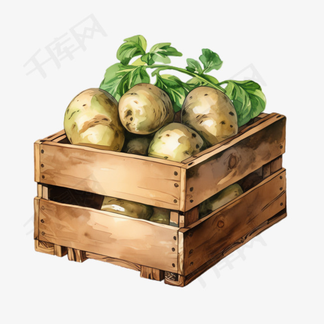 土豆菜篮元素立体免抠图案