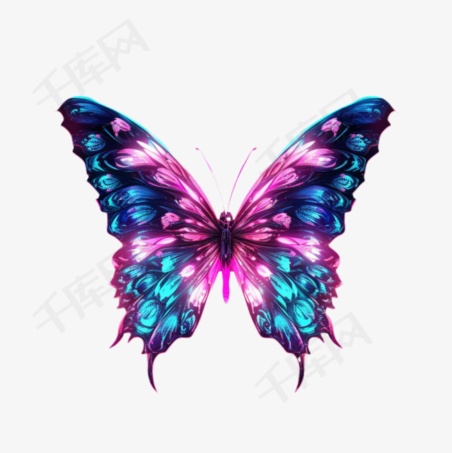蝴蝶翅膀元素立体免抠图案