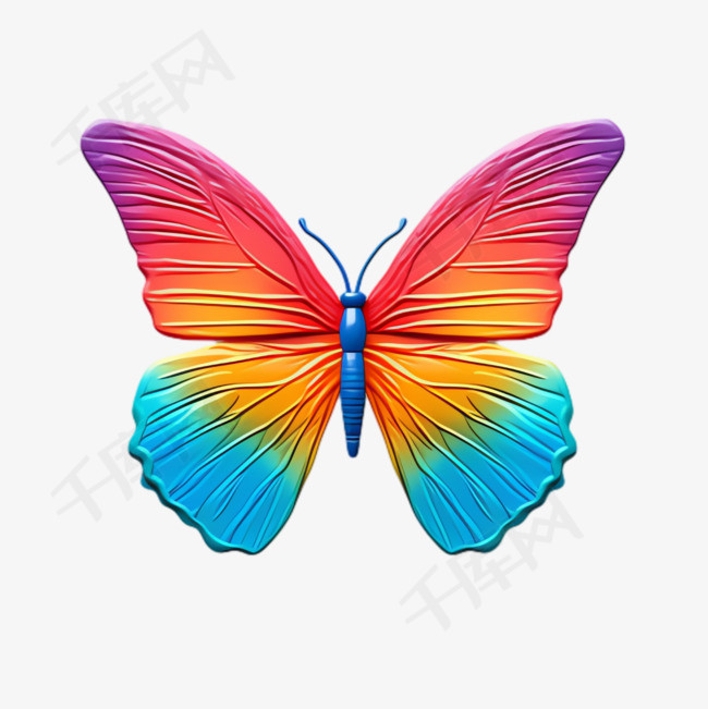 彩色蝴蝶元素立体免抠图案