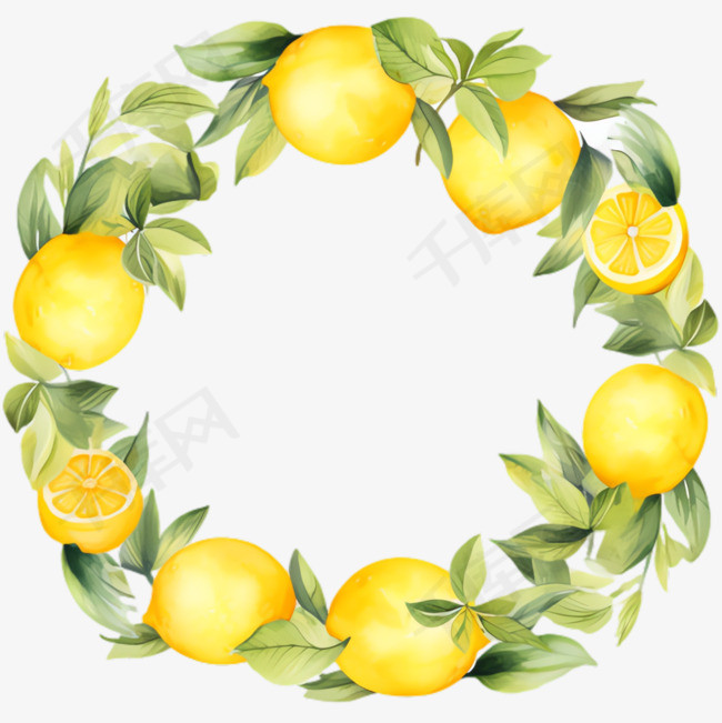 柠檬圆环元素立体免抠图案
