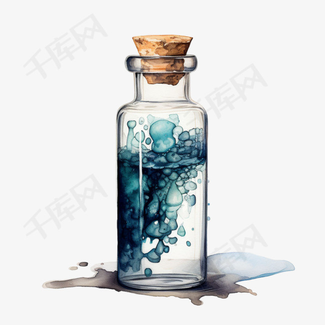 玻璃瓶瓶塞元素立体免抠图案