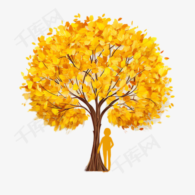 秋天树木元素立体免抠图案