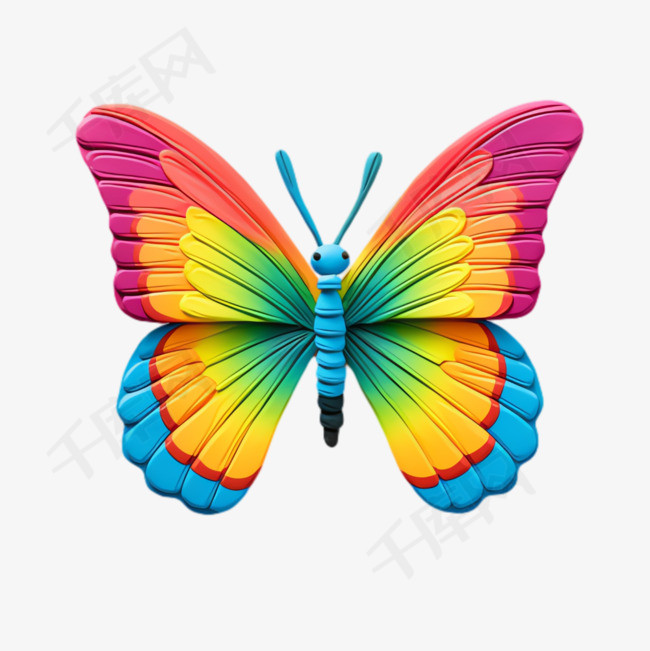 彩色蝴蝶元素立体免抠图案