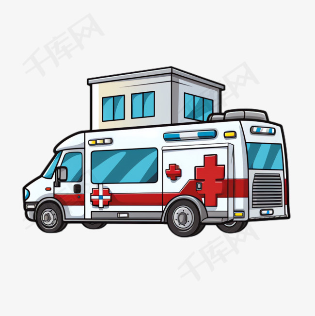 救护车医院元素立体免抠图案