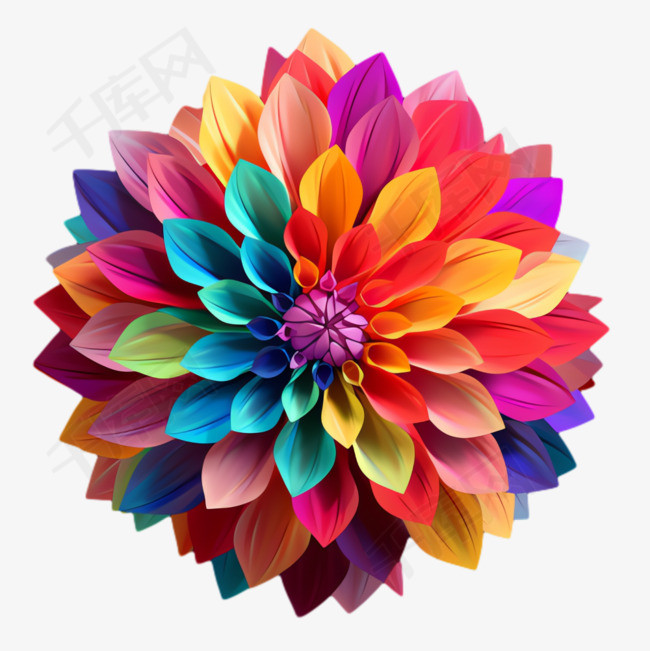 彩色花瓣元素立体免抠图案