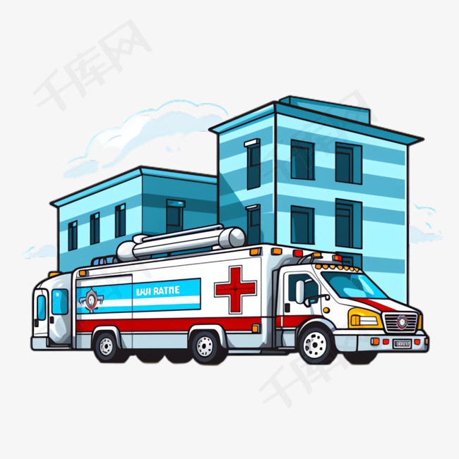救护车医院元素立体免抠图案