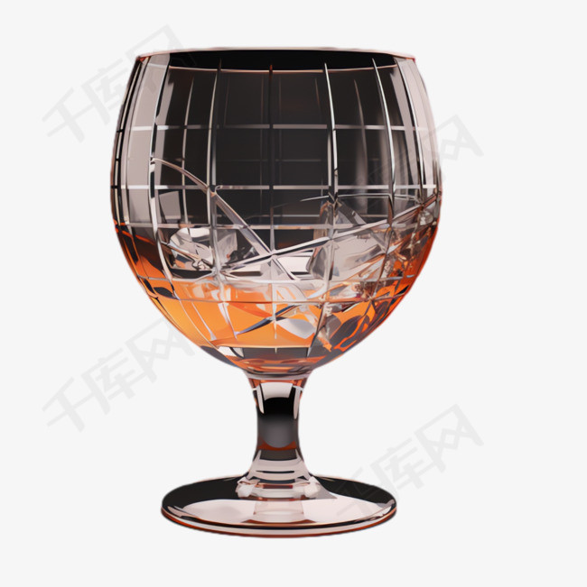 玻璃杯酒水元素立体免抠图案