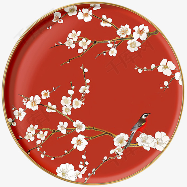 中式古风传统工艺品红色喜庆团扇
