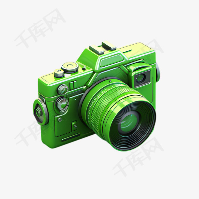 绿色相机元素立体免抠图案