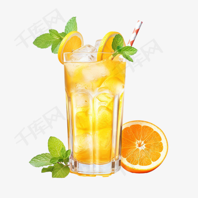 橙子果汁元素立体免抠图案