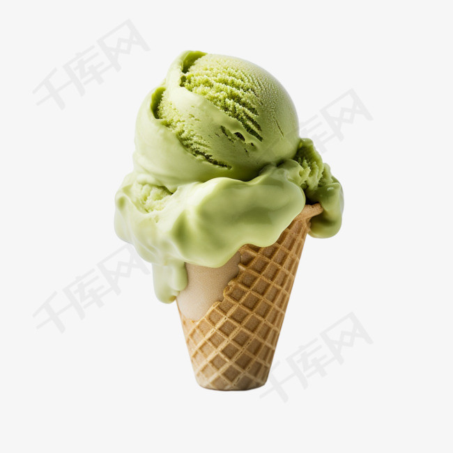抹茶冰淇淋元素立体免抠图案