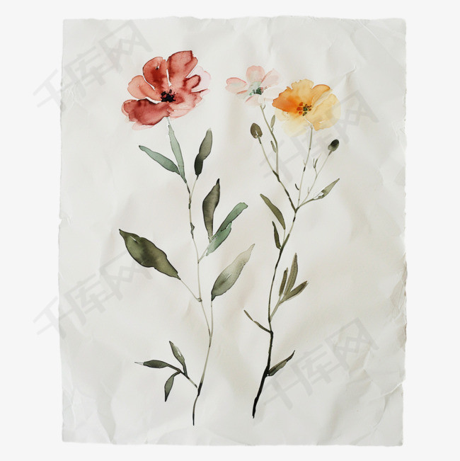 白纸花朵元素立体免抠图案