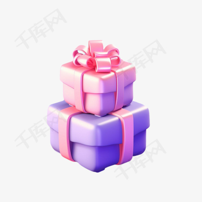 紫色礼盒元素立体免抠图案