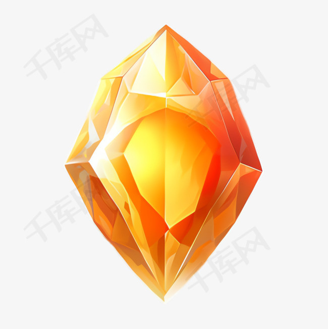 橘色钻石元素立体免抠图案