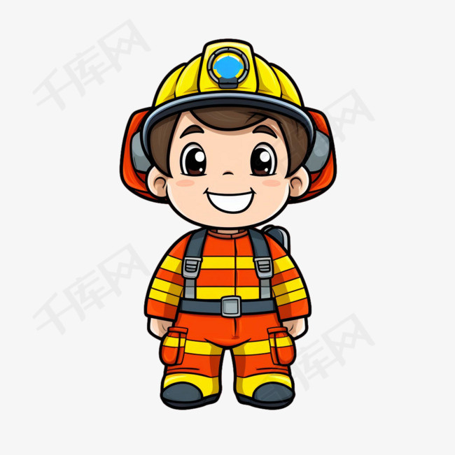 帽子消防员元素立体免抠图案