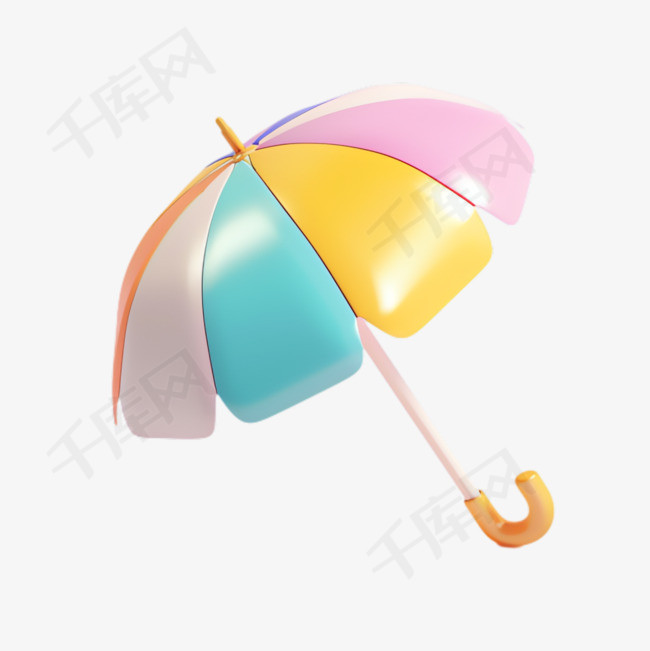彩色雨伞元素立体免抠图案
