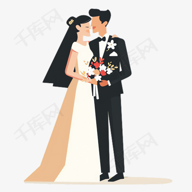 结婚婚纱元素立体免抠图案