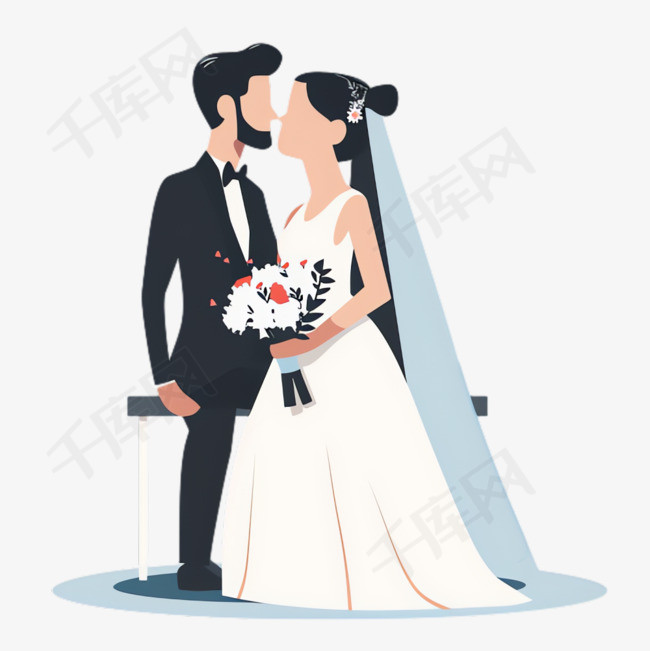 结婚婚纱元素立体免抠图案