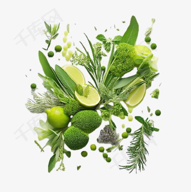 绿色蔬菜元素立体免抠图案