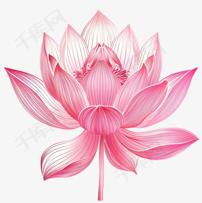 粉色莲花元素立体免抠图案