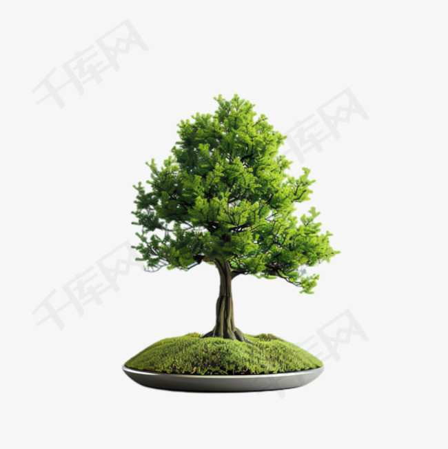 绿色树木元素立体免抠图案
