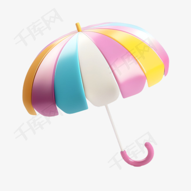 彩色雨伞元素立体免抠图案