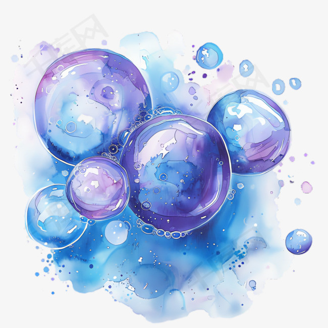 蓝色气泡元素立体免抠图案