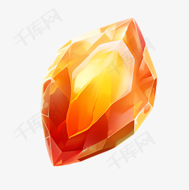 橘色钻石元素立体免抠图案