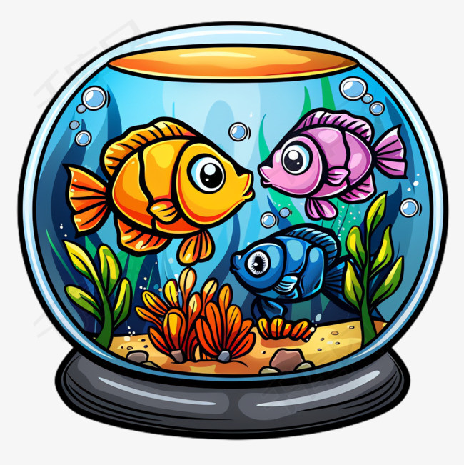 金鱼鱼缸元素立体免抠图案