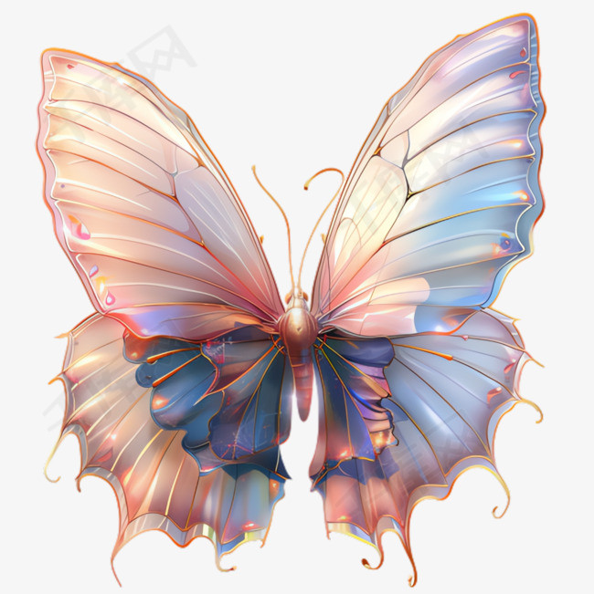美丽蝴蝶元素立体免抠图案