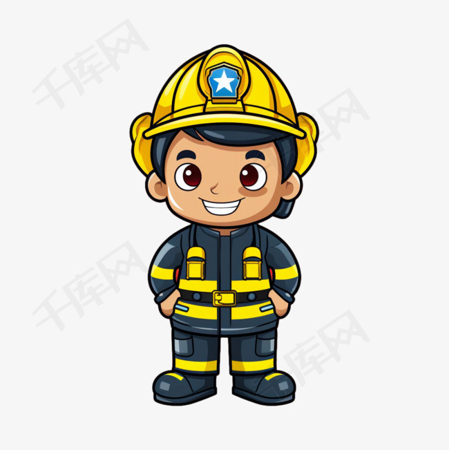帽子消防员元素立体免抠图案
