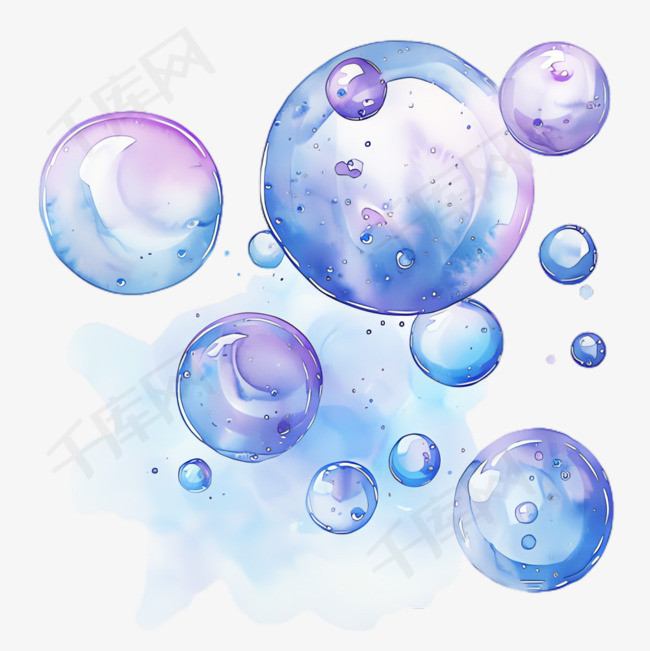 蓝色气泡元素立体免抠图案