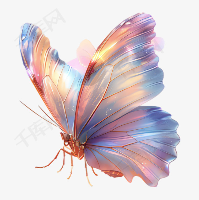美丽蝴蝶元素立体免抠图案