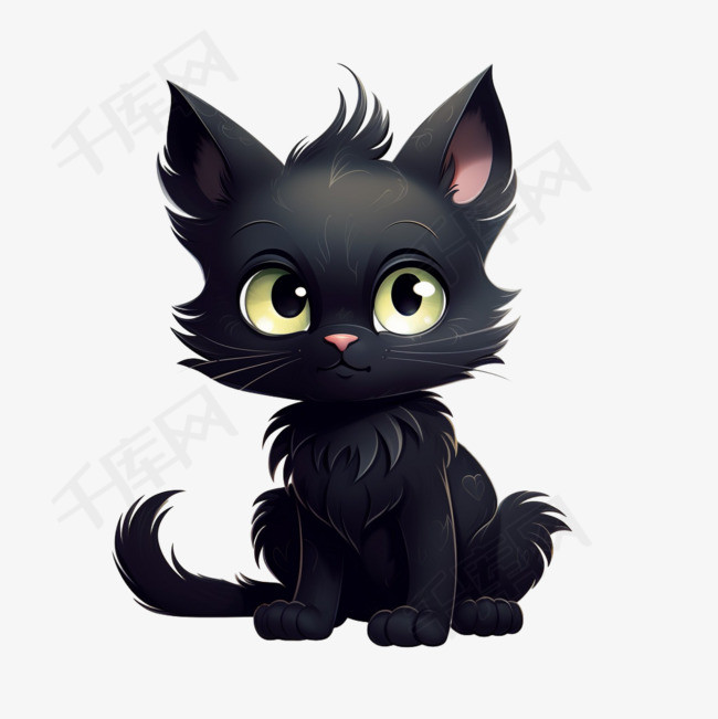 可爱黑猫元素立体免抠图案